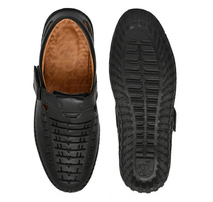 Men's Faux Leather Sandal (Black)