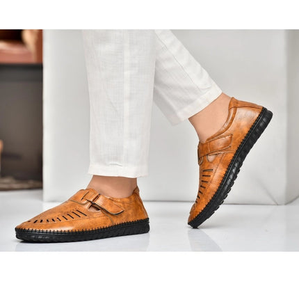 Men's Faux Leather Sandal (Tan)