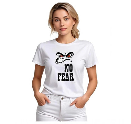 Women's Polyester Solid Printed Round Neck Half Sleeve T-shirt (White)