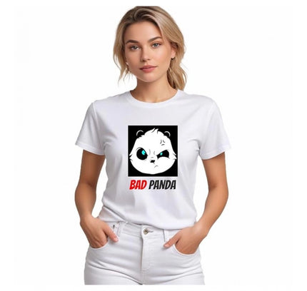 Women's Polyester Solid Printed Round Neck Half Sleeve T-shirt (White)