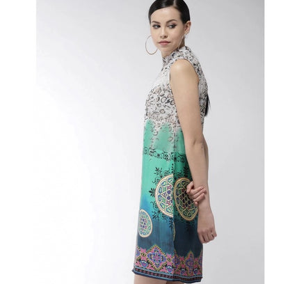 Women's Polyester Printed Sleeveless Above Knee Dress (Multicolor)