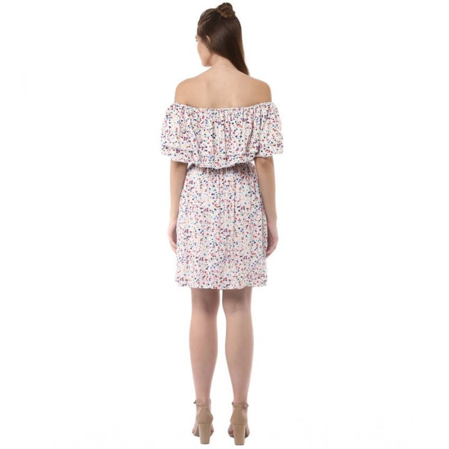 Women's Rayon Floral Half Sleeve Above Knee Dress (Multicolor)