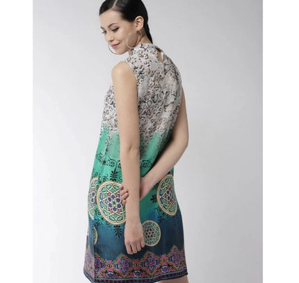 Women's Polyester Printed Sleeveless Above Knee Dress (Multicolor)