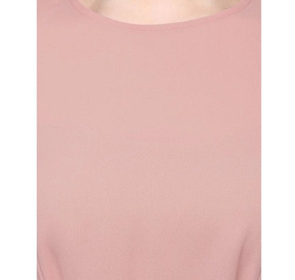 Women's Polyester Solid Long Sleeves Regular Top (Pink)