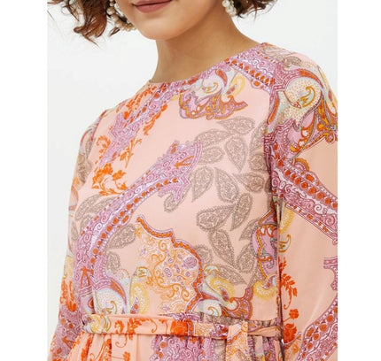 Women's Polyester Printed Long Sleeves Calf-length Dress (Multicolor)