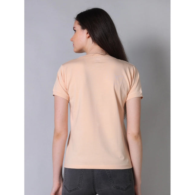 Women's Cotton Blended Solid Round Neck Half Sleeve T-Shirt (Peach)