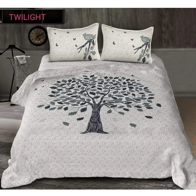 Cotton Printed Queen Size Bedsheet With 2 Pillow Covers (White, 90x100 Inch)
