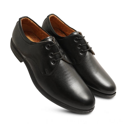 Men's Casual Faux Leather Solid Lace-Up Formal Shoes (Black)