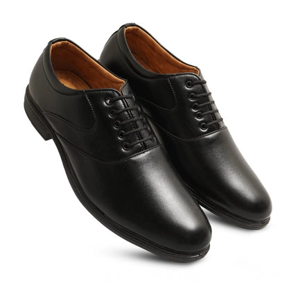 Men's Casual Faux Leather Solid Lace-Up Formal Shoes (Black)
