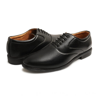 Men's Casual Faux Leather Solid Lace-Up Formal Shoes (Black)