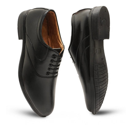 Men's Casual Faux Leather Solid Lace-Up Formal Shoes (Black)