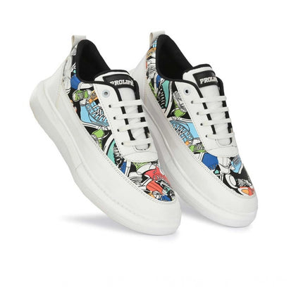 Men's Casual Synthetic Printed Lace-Up Shoes (White)