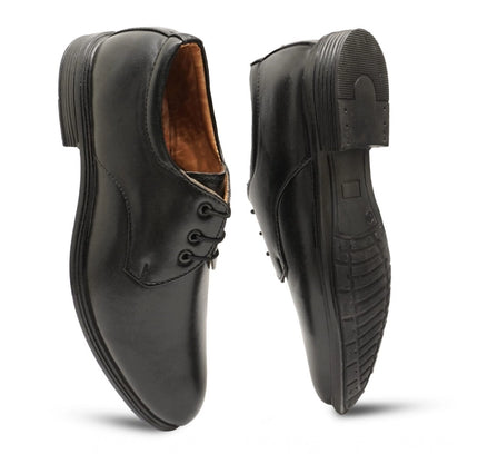 Men's Casual Faux Leather Solid Lace-Up Formal Shoes (Black)