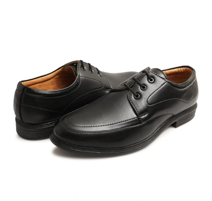 Men's Casual Faux Leather Solid Lace-Up Formal Shoes (Black)