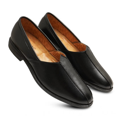 Men's Casual Faux Leather Solid Slip-on Formal Shoes (Black)