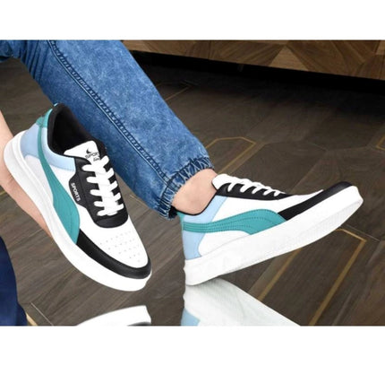 Men's Casual Synthetic Solid Lace-Up Shoes (Blue)