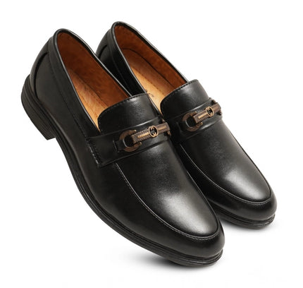 Men's Casual Faux Leather Solid Slip-on Formal Shoes (Black)