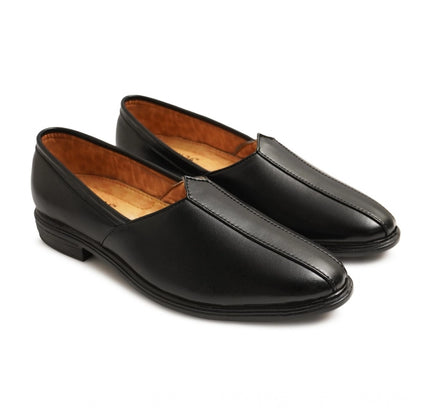 Men's Casual Faux Leather Solid Slip-on Formal Shoes (Black)