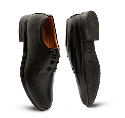 Men's Casual Faux Leather Solid Lace-Up Formal Shoes (Black)