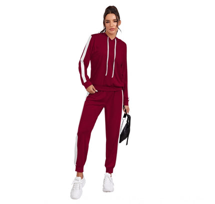 Women's Knitting stretchable Solid Hooded Neck Full Sleeve Track Suit (Maroon)