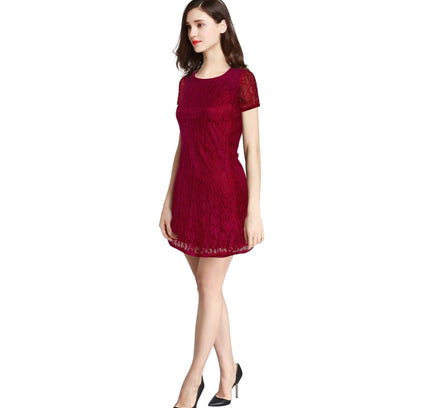 Women's Rasal Solid Round Neck Cap Sleeve Dress (Maroon)