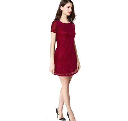 Women's Rasal Solid Round Neck Cap Sleeve Dress (Maroon)