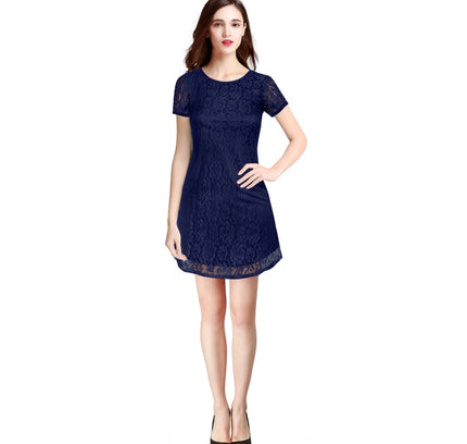 Women's Rasal Solid Round Neck Cap Sleeve Dress (Blue)