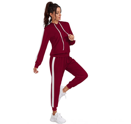 Women's Knitting stretchable Solid Hooded Neck Full Sleeve Track Suit (Maroon)