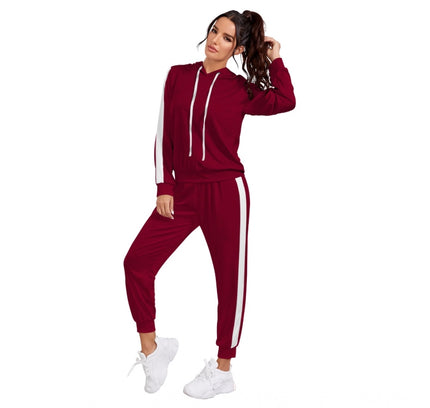 Women's Knitting stretchable Solid Hooded Neck Full Sleeve Track Suit (Maroon)