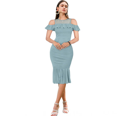 Women's Knitting stretchable Solid Round Neck Sleeveless Dress (Pista )