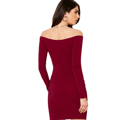 Women's Knitting stretchable Solid V Neck Full Sleeve Dress (Maroon)
