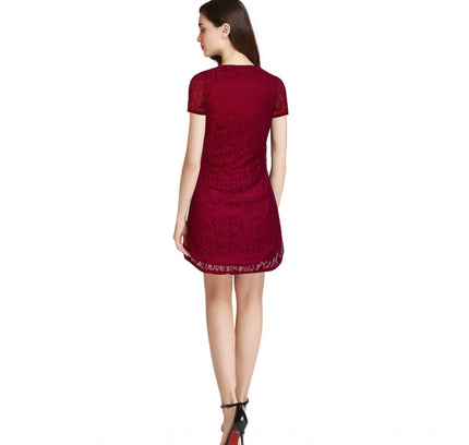 Women's Rasal Solid Round Neck Cap Sleeve Dress (Maroon)