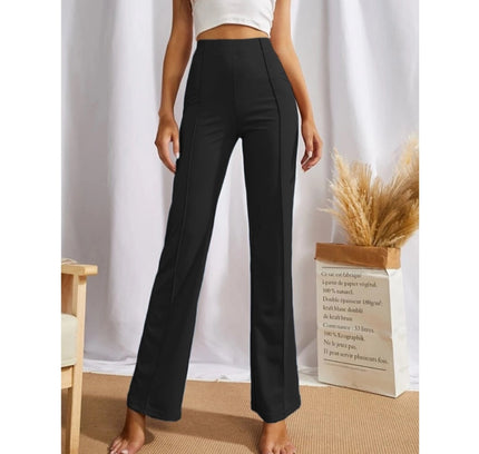 Women's Polyester Solid Regular Fit Pant (Black)