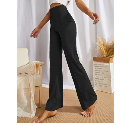 Women's Polyester Solid Regular Fit Pant (Black)