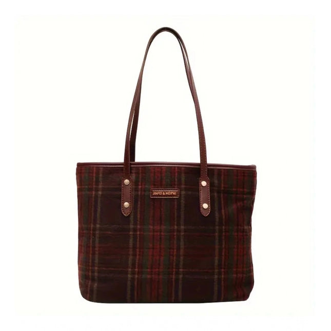 Women's Woolen  Medium Shoulder Zipper Handbag (Red)