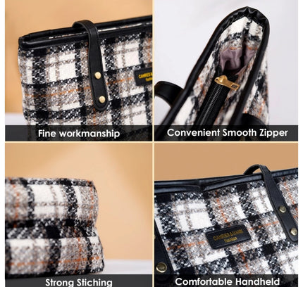 Women's Woolen  Medium Shoulder Zipper Handbag (White)