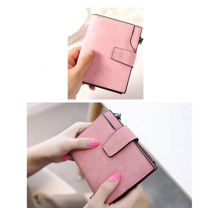 Women's Vegan Leather Small Zipper Wallet (RoseGlod)