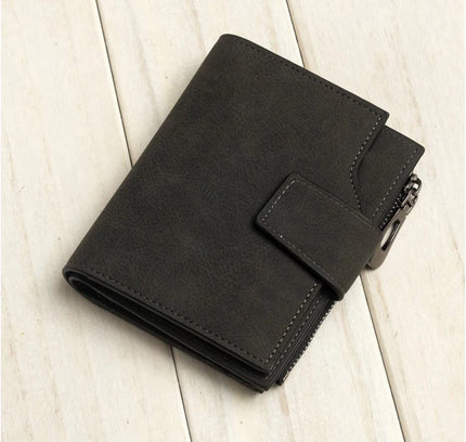 Women's Vegan Leather Small Zipper Wallet (Black)
