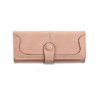 Women's Faux Leather Medium Snap Button Wallet (Khakhi)