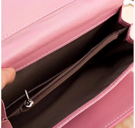 Women's Faux Leather Medium Snap Button Wallet (Pink)