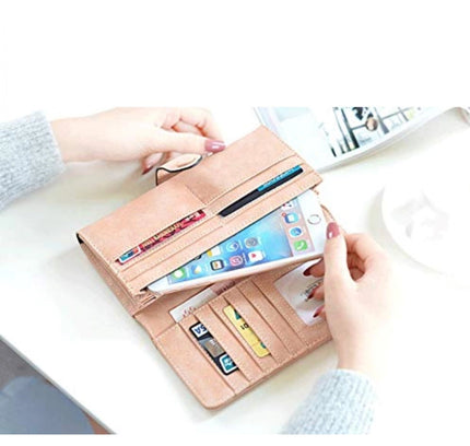 Women's Faux Leather Medium Snap Button Wallet (Green)