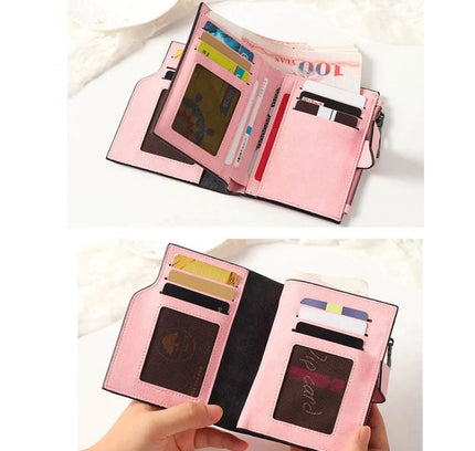 Women's Vegan Leather Small Zipper Wallet (RoseGlod)