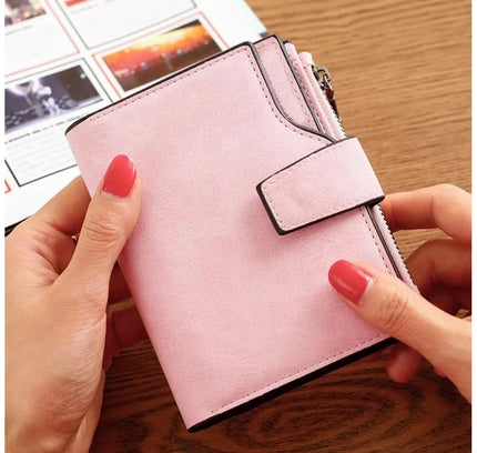 Women's Vegan Leather Small Zipper Wallet (RoseGlod)