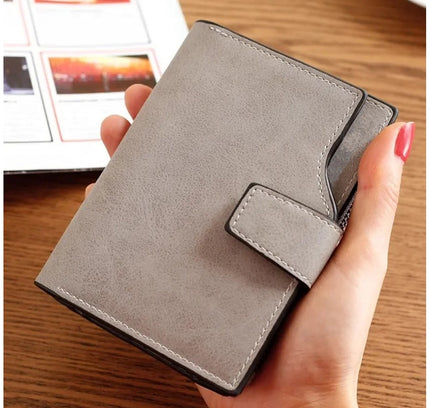 Women's Vegan Leather Small Zipper Wallet (Grey)