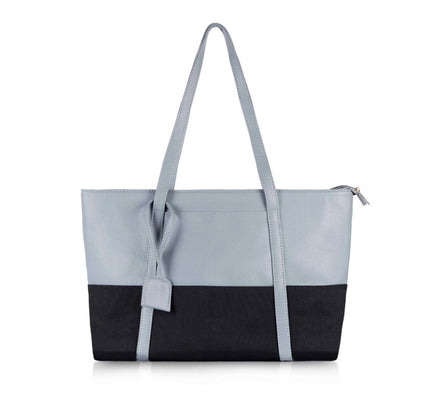 Women's Faux Leather Large Shoulder Zipper Handbag (Light Blue)