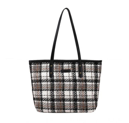 Women's Woolen  Medium Shoulder Zipper Handbag (White)