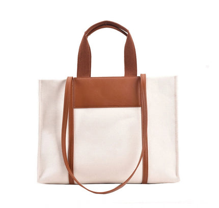 Women's Canvas Medium Top handle Satchel Zipper Handbag (White)