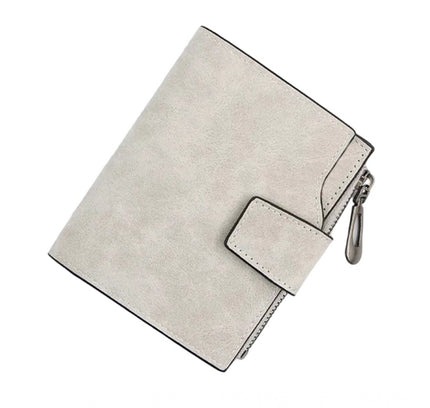 Women's Vegan Leather Small Zipper Wallet (Grey)