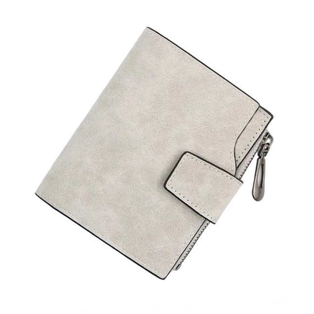 Women's Vegan Leather Small Zipper Wallet (Grey)