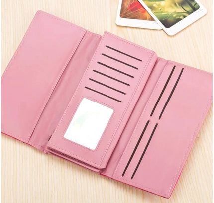 Women's Faux Leather Medium Snap Button Wallet (Purple)